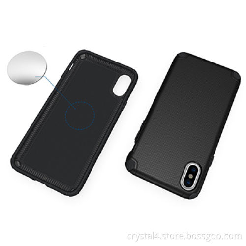 Football surface texture finger printing proof phone hybrid case built-in metal plate